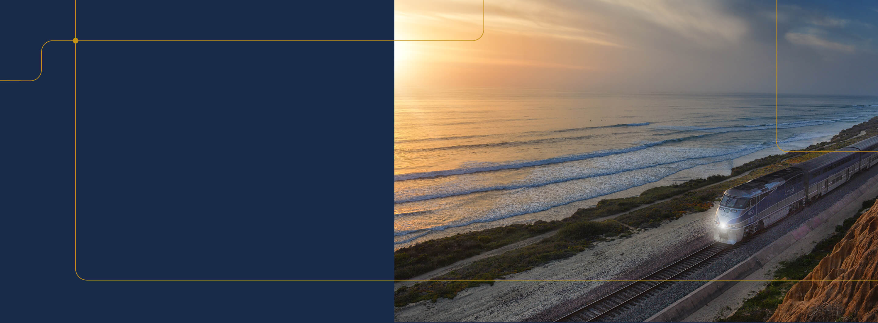 Train going by near the beach